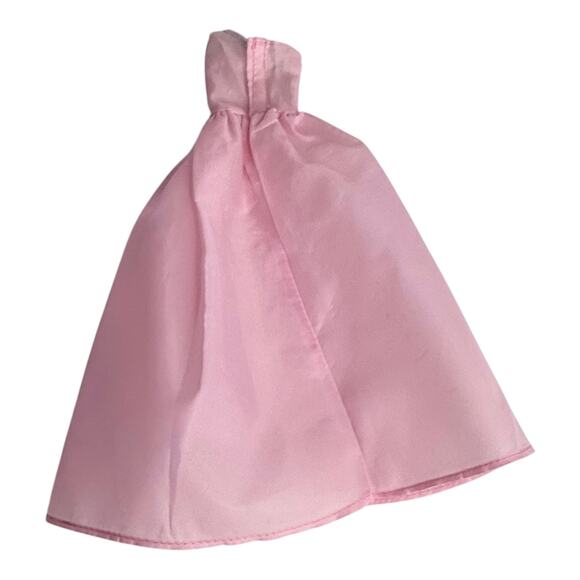 Genuine Barbie Pink Dress Strapless Gown Diagonal Sparkle Bodice Satin Skirt Vtg - Picture 2 of 4